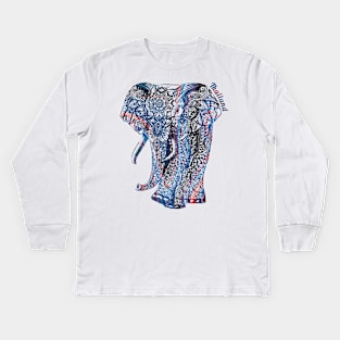 Ornate Asian Elephant In A Colorful Illustration Kids Long Sleeve T-Shirt